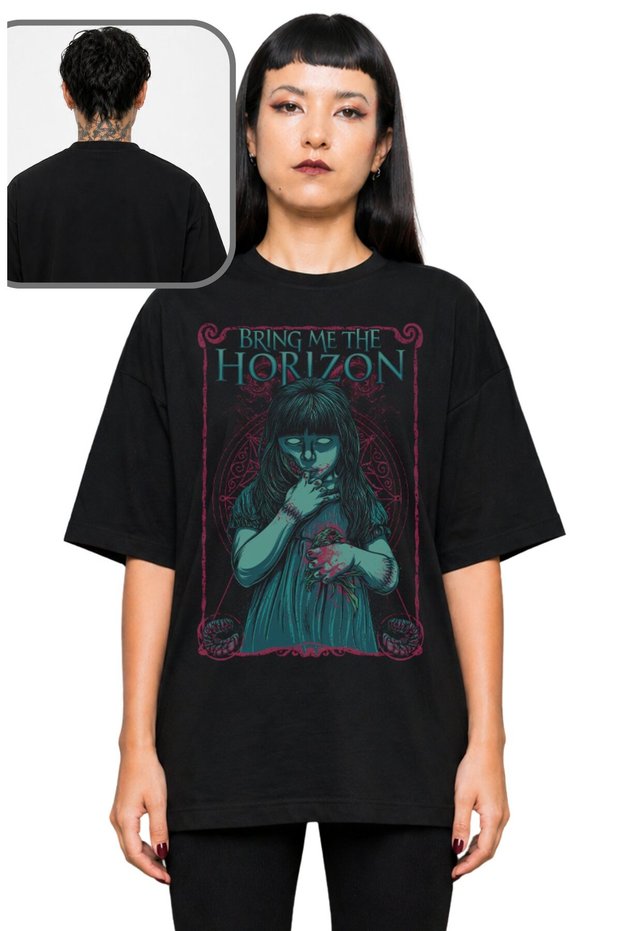Unisex Bring Me the Horizon Little Devil Printed T-Shirt, Oversize Rock Band Themed T-Shirt
