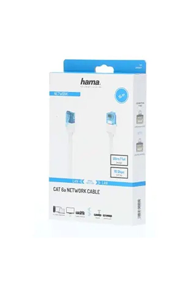 Ethernet Cable, CAT6a, UTP, Flat, 15 m - 6