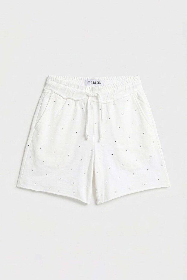 İts Basic Women's Relax Fit Shiny Stone Special Design Knitted Shorts