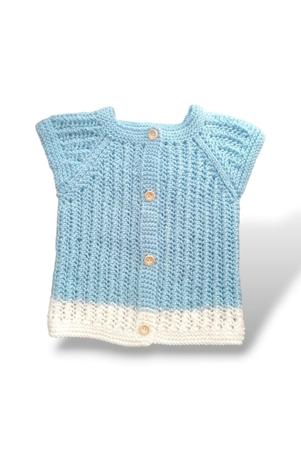 0-1 Year Old Ecru Color Short Sleeve Baby Cardigan