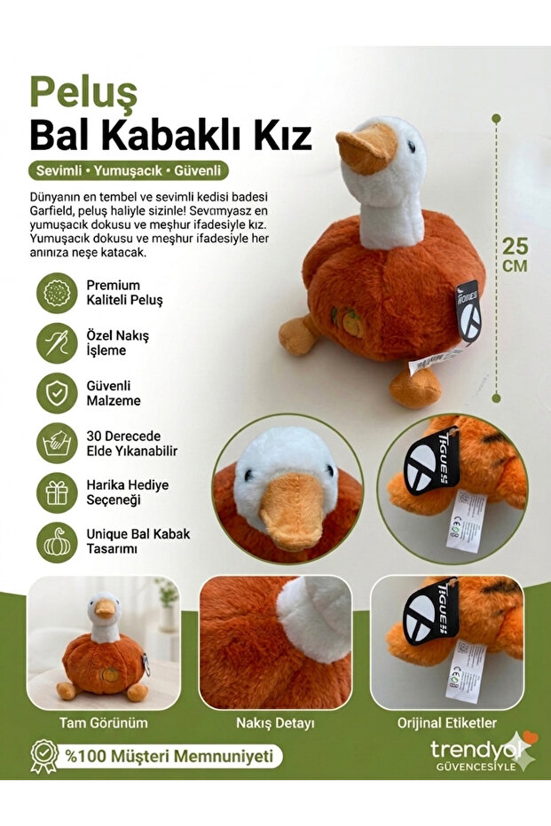 Pumpkin Plush Goose Toy 25 cm Soft Sleeping Companion with Pumpkin Design Gift Goose