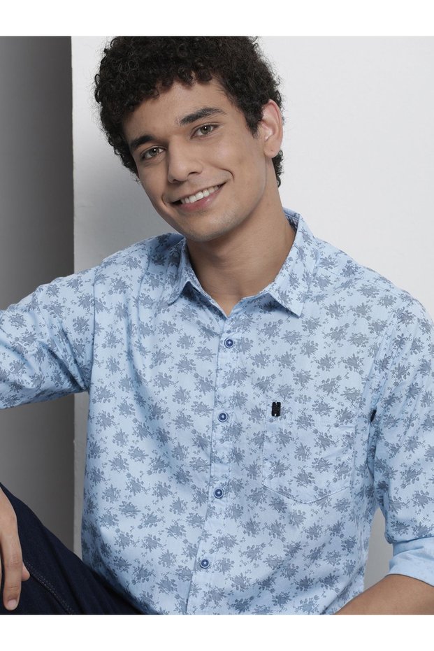 Men Blue Regular Fit Abstract Print Shirt