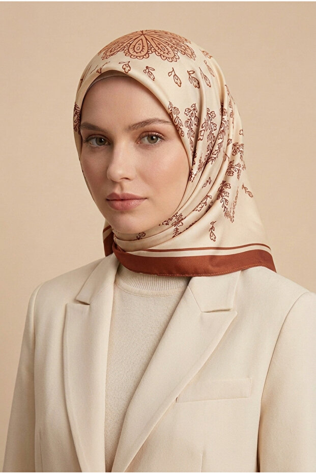 Arya Minimal Patterned Twill Scarf 90X90 cm