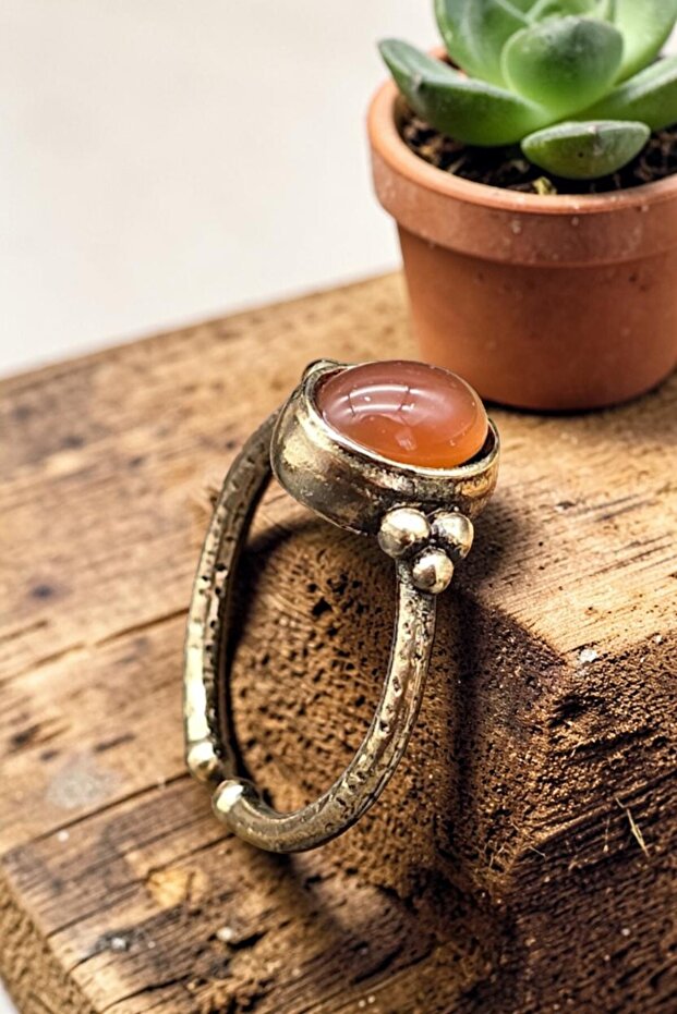 Pure Copper Agate Adjustable Ring Vintage Trend Women's Ring