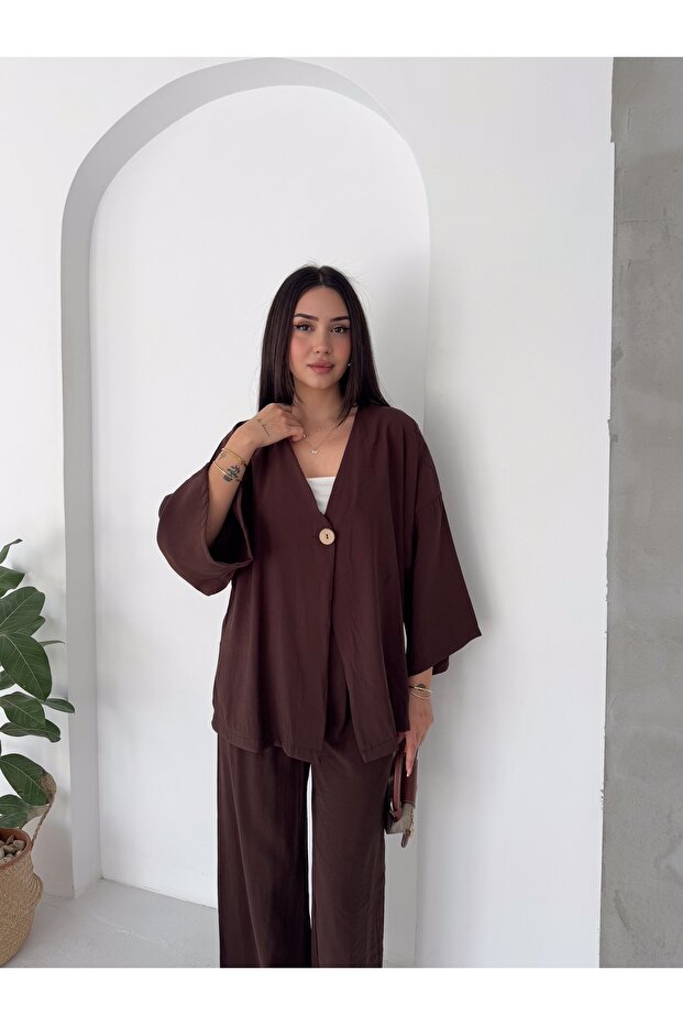 Women's Modal Fabric Bat Sleeve Kimono Double Set