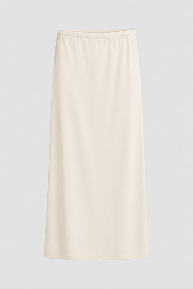 Elastic Waist Petticoat Skirt Ecru