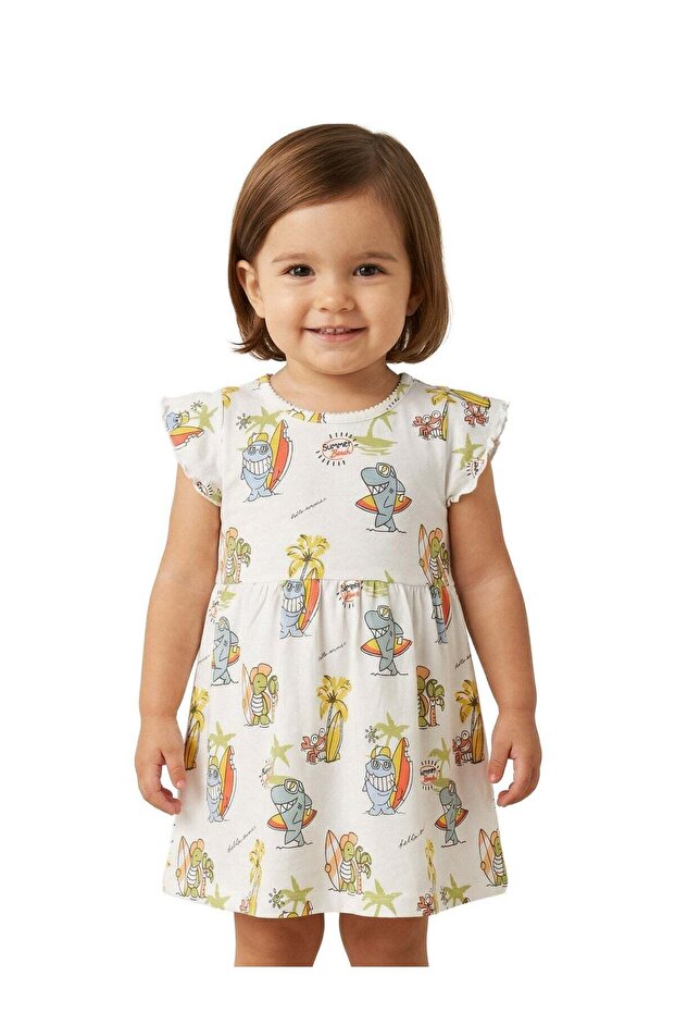 Infant Girls Beach Print Cotton Dress