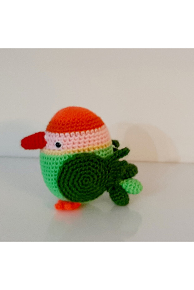 Amigurumi Knitted Toy Bird Parakeet Chubby Green