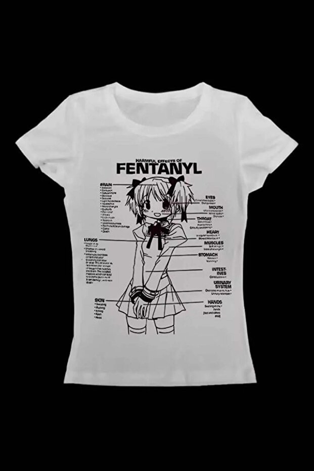 White Harmful Effect Gothic Y2K Short Sleeve Crop