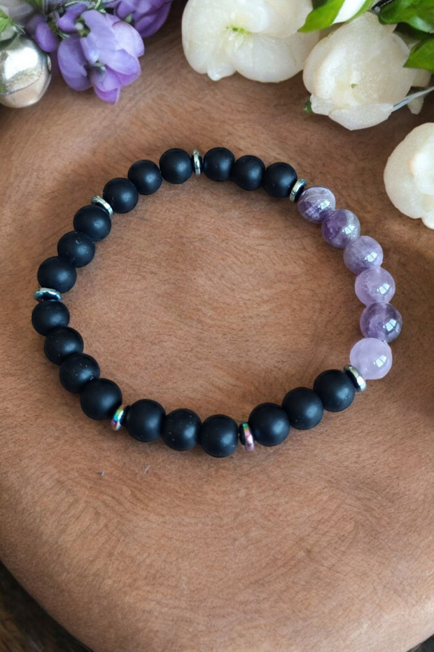 Amethyst bracelet, matte onyx bracelet, hematite bracelet, men's bracelet, women's bracelet