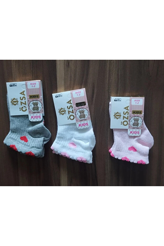 1-2 Years Old Girl Heart Booties Socks 12 Pack