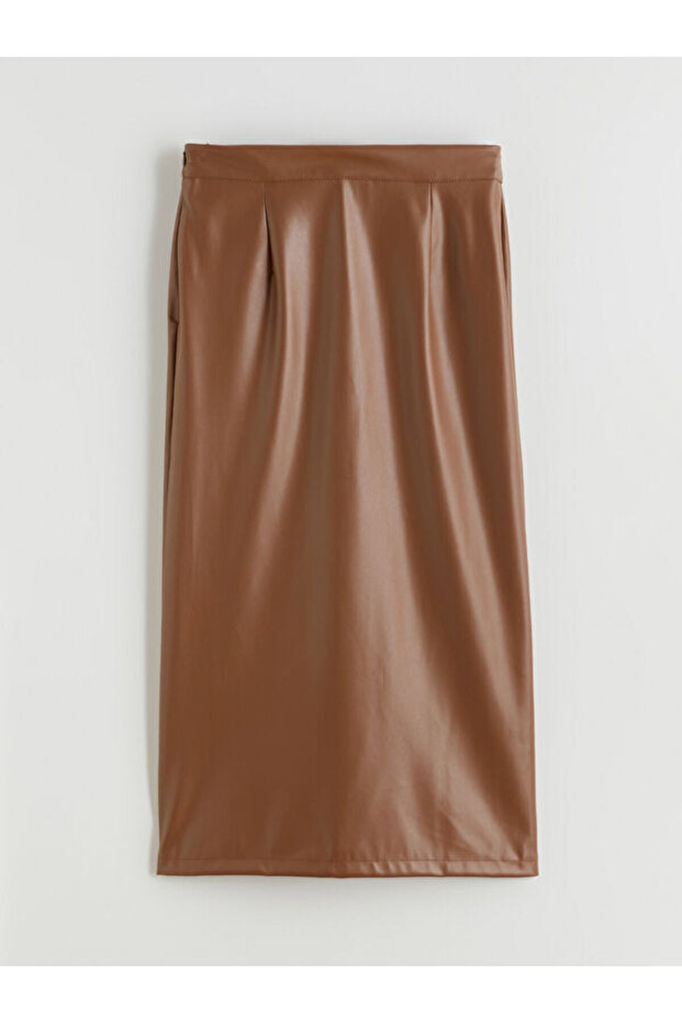 Zippered Leather Look Pencil Skirt for Style Enthusiasts from Uzg Store
