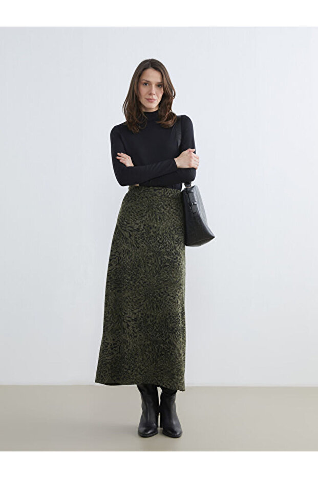 Patterned Skirt with Elastic Waist