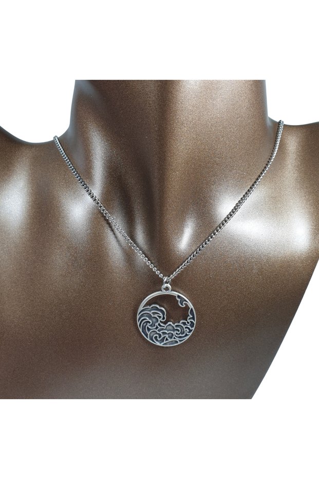 Orora Silver Color 30mm Wave Figured Necklace