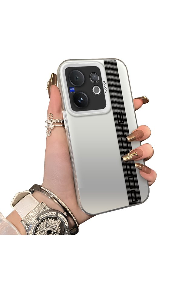 Vivo V60 5g Compatible Silicone Edge Hard Back Anti-Fall Phone Case with Porsche Pattern