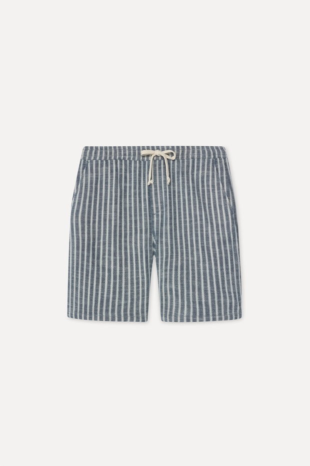 Men's Indigo Striped Straight Fit Shorts