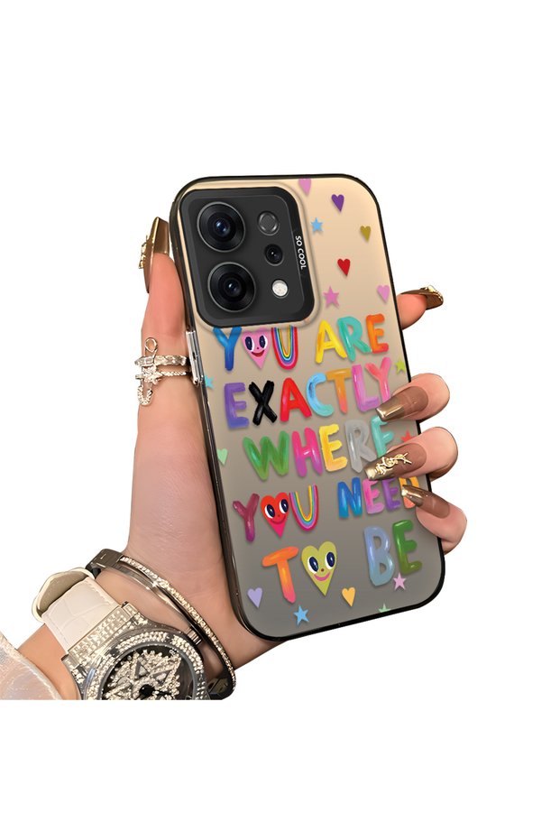 Oppo Reno 14F Compatible Hard Acrylic Back Silicone Edge Lens Protection Case