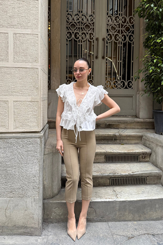 Lace Satin Blouse - 4