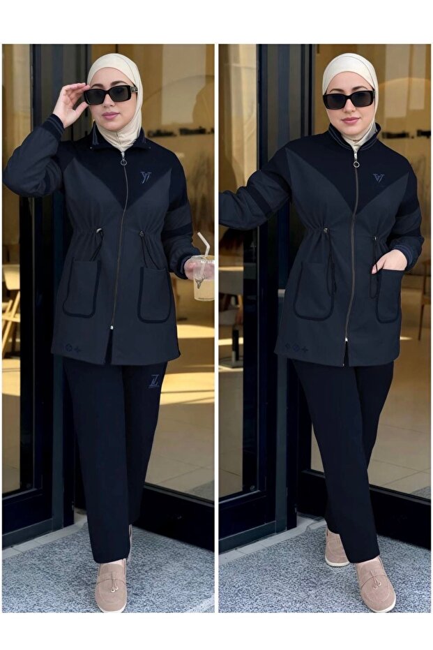 Hijab Tracksuit Set, Sporty Elegance, Two-Piece Set