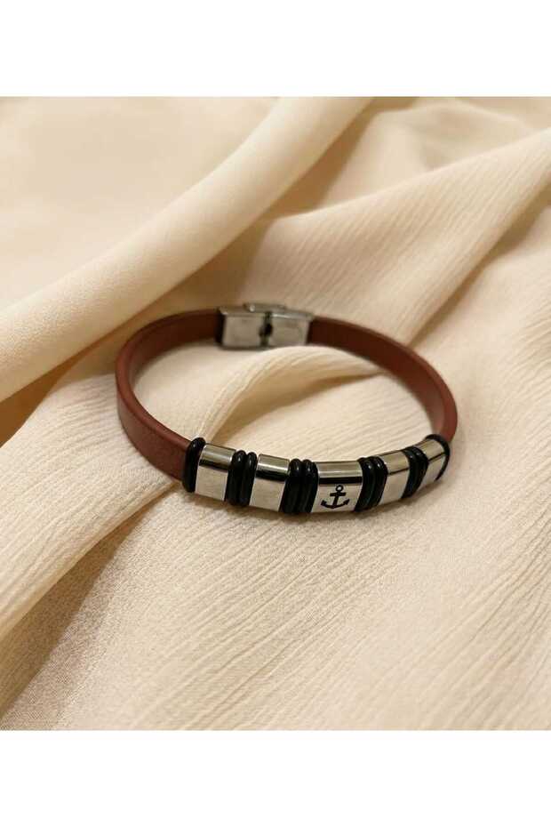 Men’s Anchor Leather Bracelet