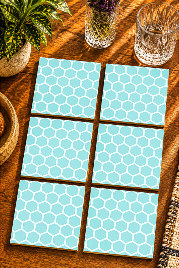 Modern Design Set of 6 Coasters - Uv Printing Mdf - 10X10 cm