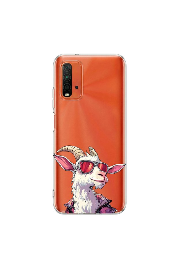 Redmi 9t Compatible Cool Animal 5 Design Transparent Case