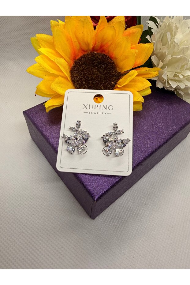 Zircon Stone Butterfly Model Steel Earrings