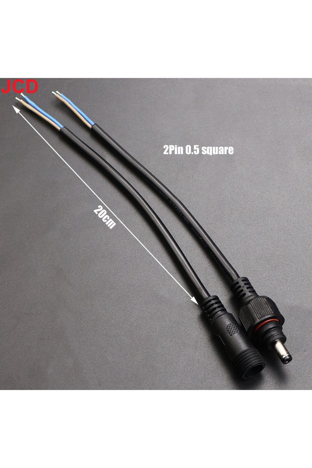2Pin 0.5 square JCD 2Pin DC Power Plug 55*21mm 12V Connector IP67 Male Female Terminal Butt Monitor