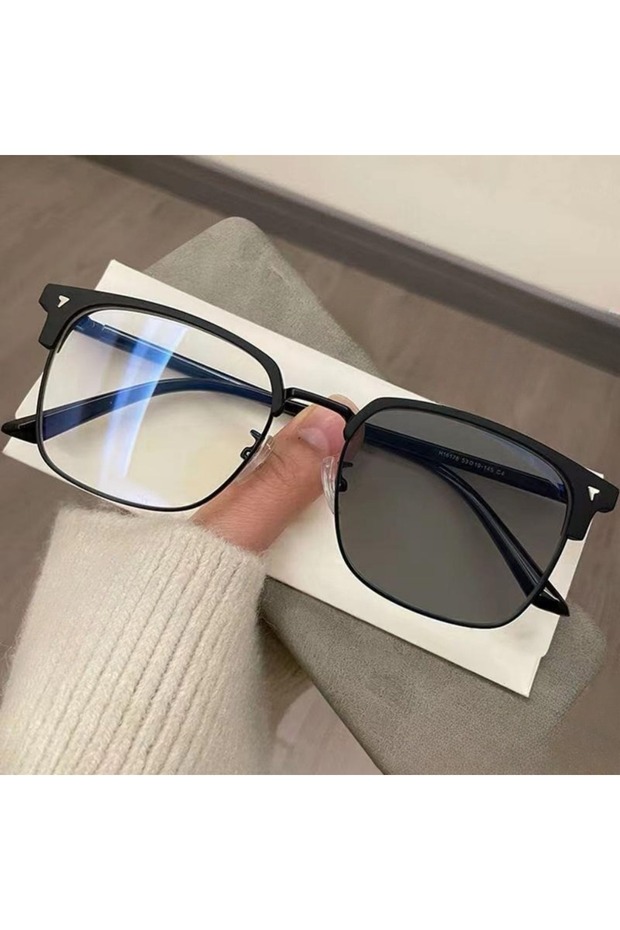 black anti blue light Photochromic Anti Radiation Blue Light Eyeglasses Square Metal Frame Computer