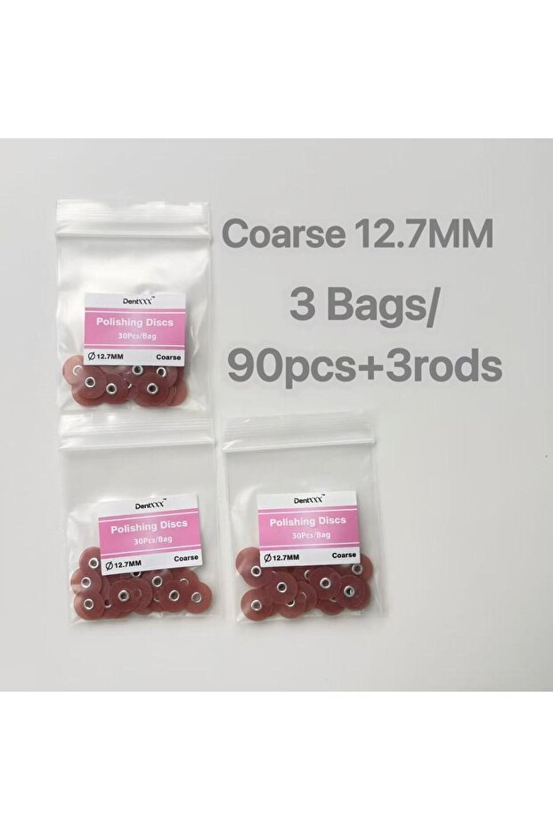 مجموعة أقراص صنفرة متعددة الحبيبات 3BAGS COARSE12.7 تتضمن 30 قطعة من أقراص التلميع + 1 قضيب