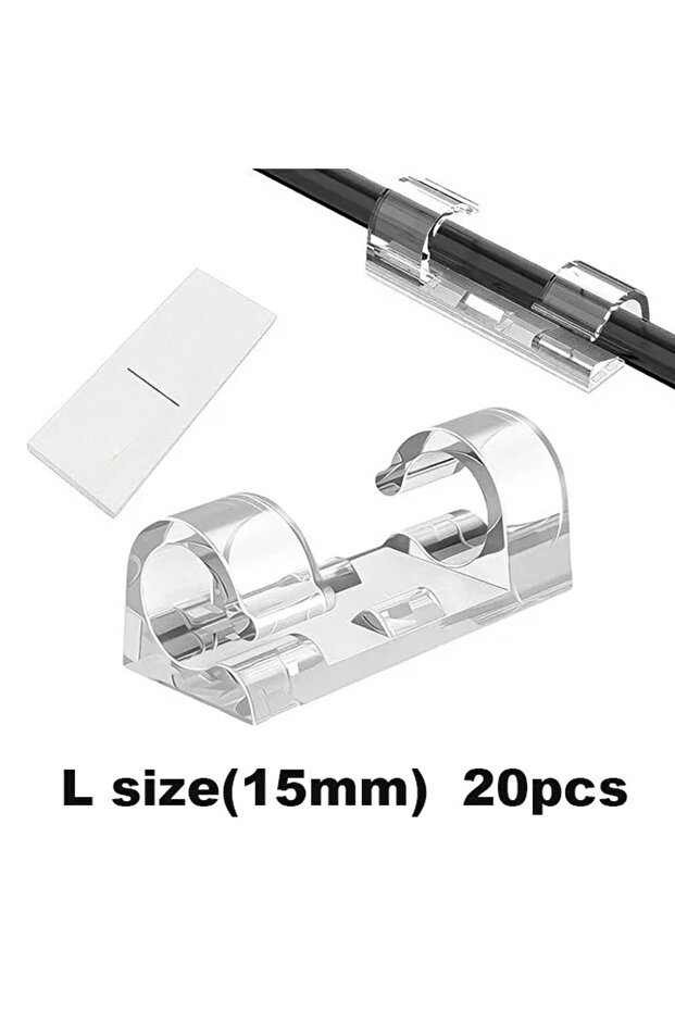 L-20Pcs-Clear 20/40Pcs Cable Clips with Strong Self-Adhesive Cable Management TV PC Wire Holder Stic