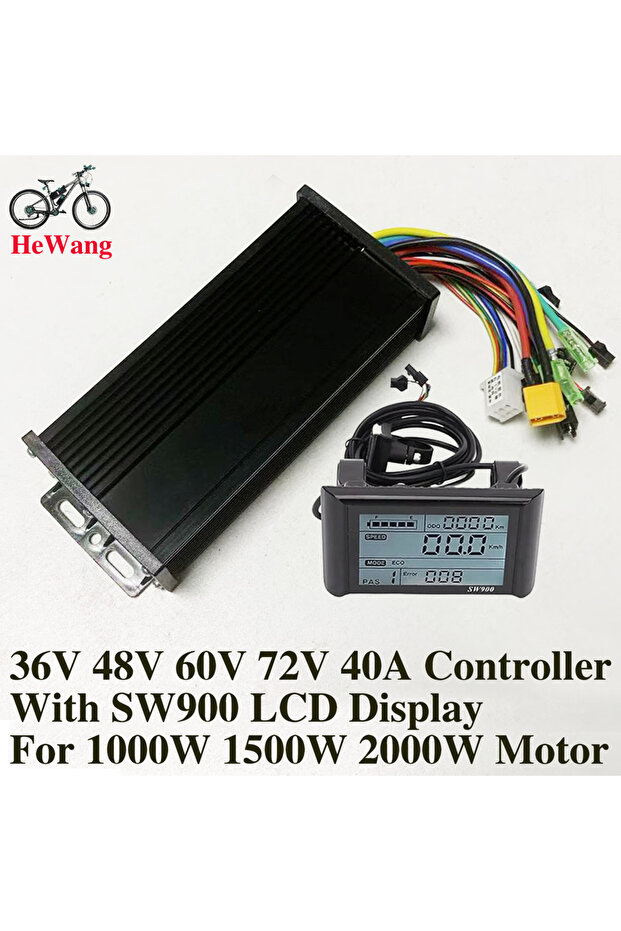 36V 48V 52V 60V 40A E-bike Brushless Motor 3-mode Sine Wave Controller 1000W 1500W 2000W SW900 LC...