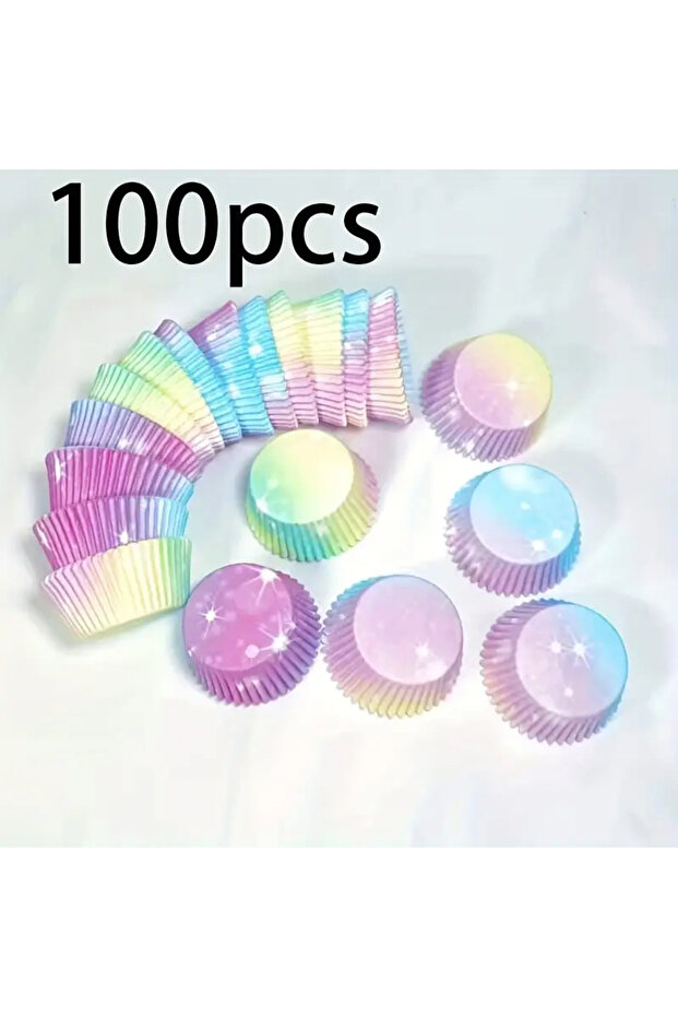 100Pcsxingkongzhituo 100Pcs Starry Sky Cake Paper Liners, Oil-Proof Baking Paper Liners, Cupcake Lin