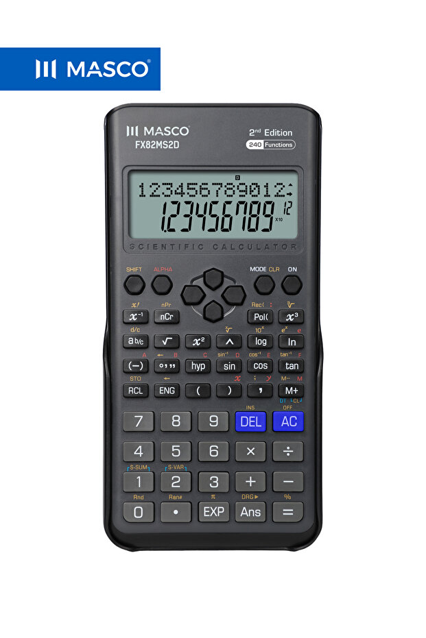آلة حاسبة علمية FX82MS2D، 240 وظيفة، شاشة عرض ثنائية السطر، مفاتيح بلاستيكية