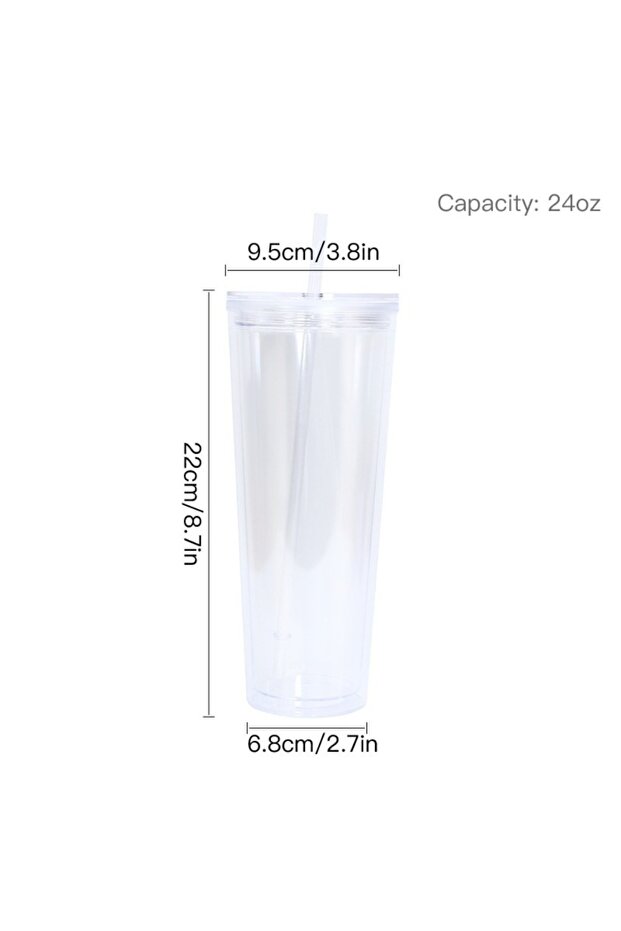 Dull NEW 24oz Capacity Snowglobe Tumbler Transparent DIY Plastic Clear Cups Pre-Drilled Holes Glitte