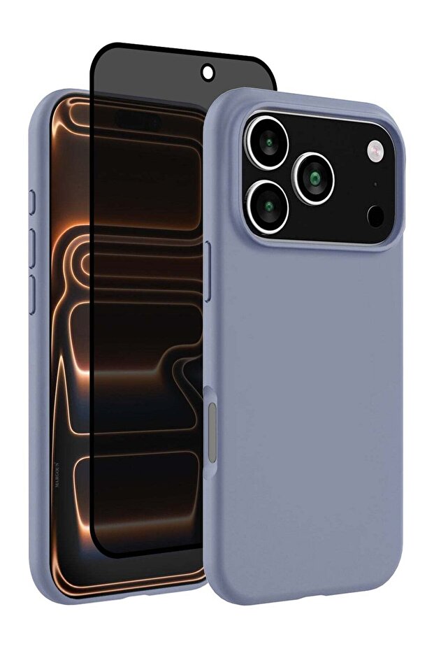 2Packs Liquid Silicone Protective Phone Case for iPhone 17 Pro , Soft Anti-Scratch Microfiber Lining Utra Slim Drop Protection Phone Cover with Privacy Screen Protector - Pastel Purple-4