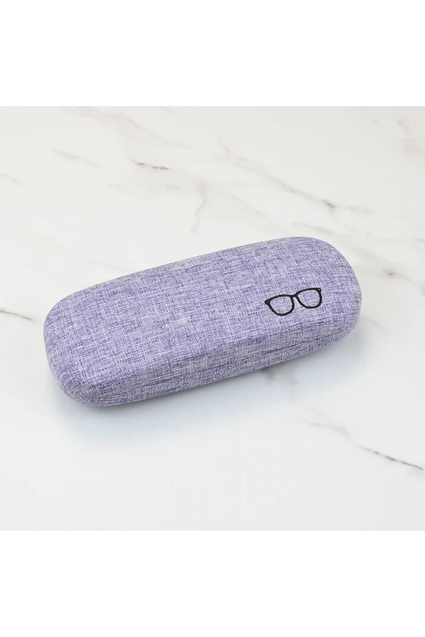 purple Linen Solid Color Glasses Case Hard Shell Anti-Pressure Portable Eyeglasses Storage Box For M