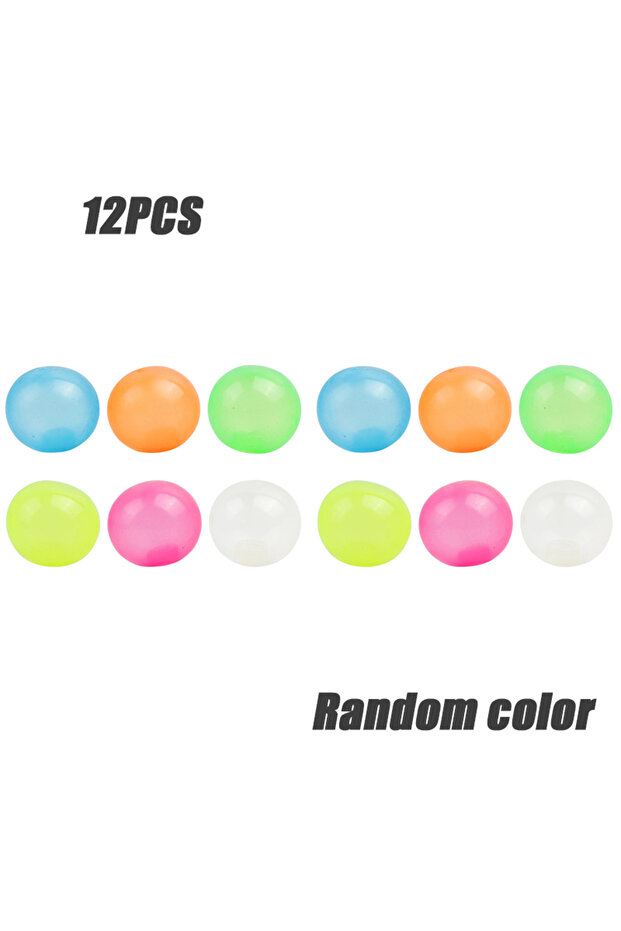 12PCS Luminous Wall Target Ball Sucker Sticky Decompression Toy Squeeze Ball Colorful TPR Stress Rel