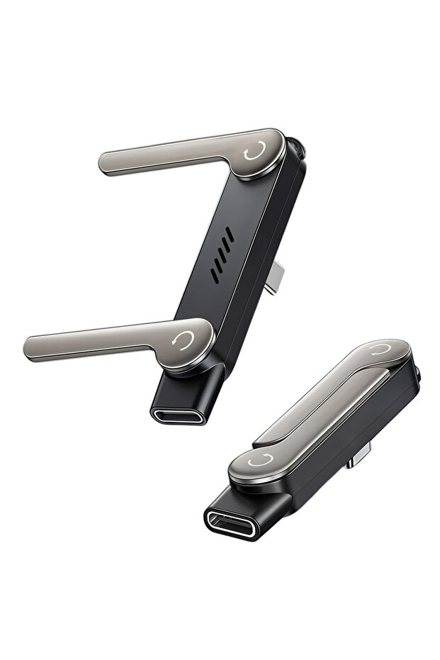 قطعتان من محول OTG من النوع C إلى USB-C بقدرة 240 واط للشحن السريع مع حامل هاتف قابل للطي (قطعة واحدة أو قطعتين)