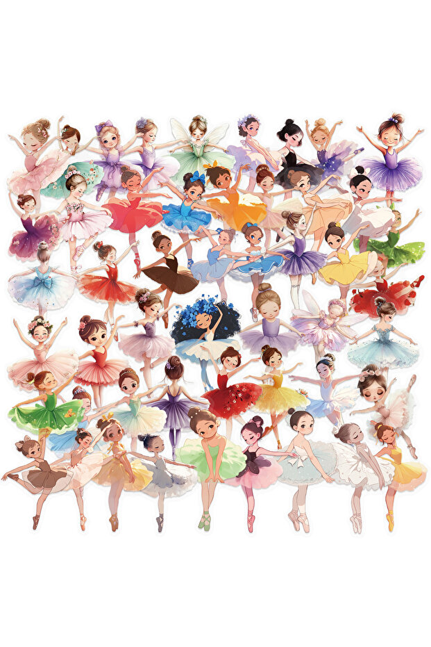 2 Sets 50/100PCS Ballet Girl Stickers Transparent Sticker For Card Making Scrapbooking Envelopes Wra