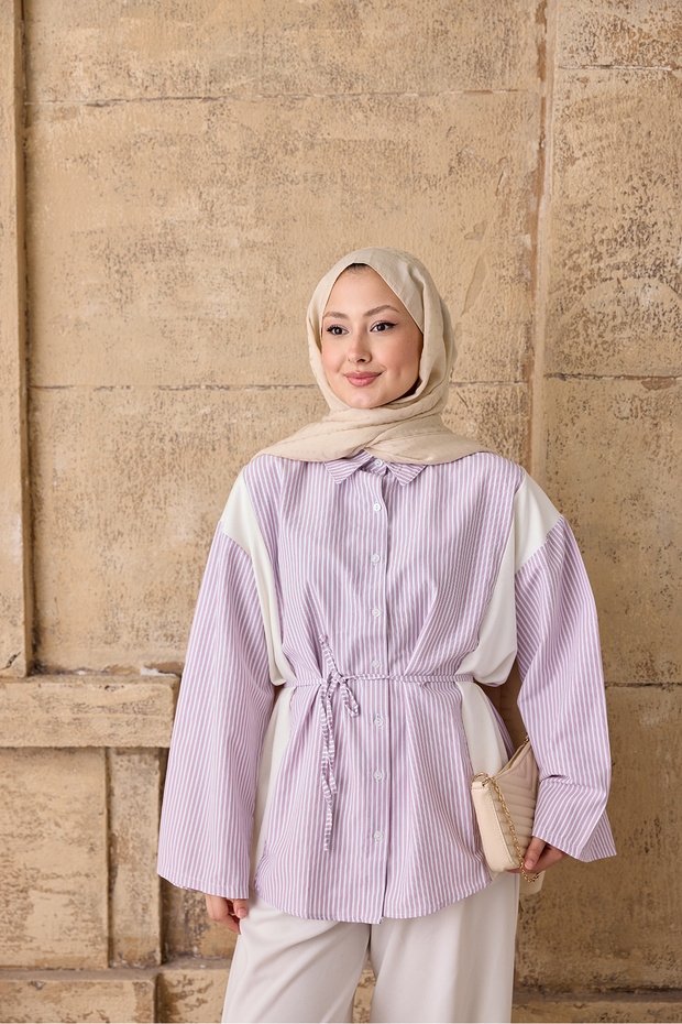 Women's Gizgili Waist Tie Shirt Pink