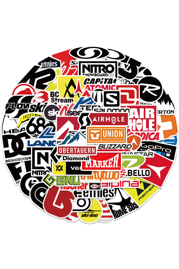 60pcs 60Pcs Cool Cartoon Ski Brand Logo Stickers For Laptop Phone Luggage Guitar Snowboard Waterproo