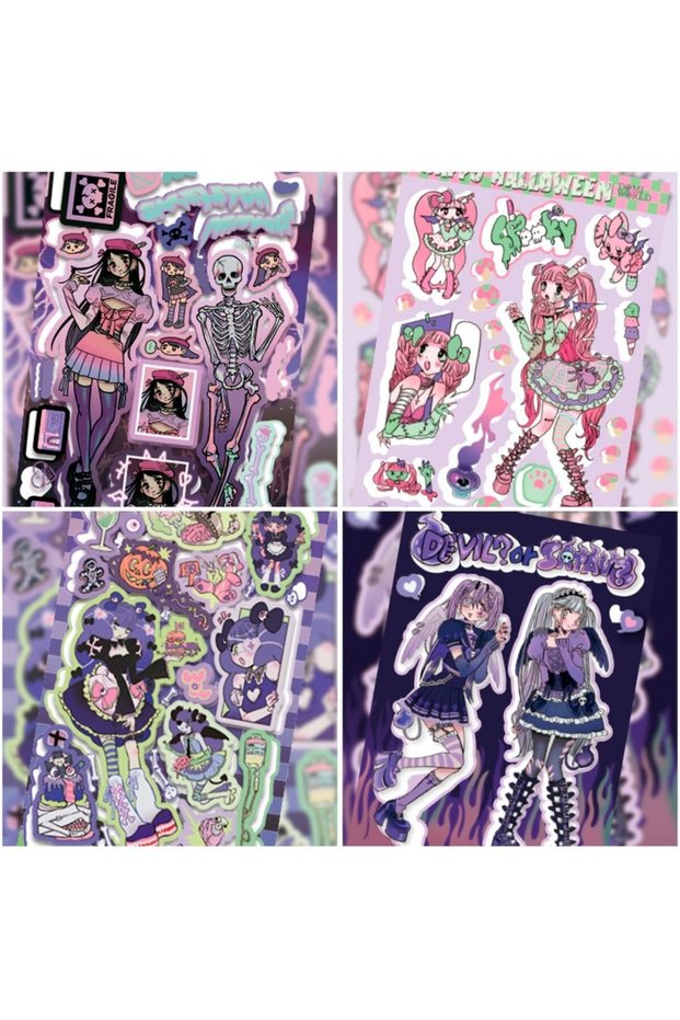 ALL 4Pcs 1/4 Pcs Domi New Stickers Halloween Series Korean Character Stickers Phone Case IPad Decora