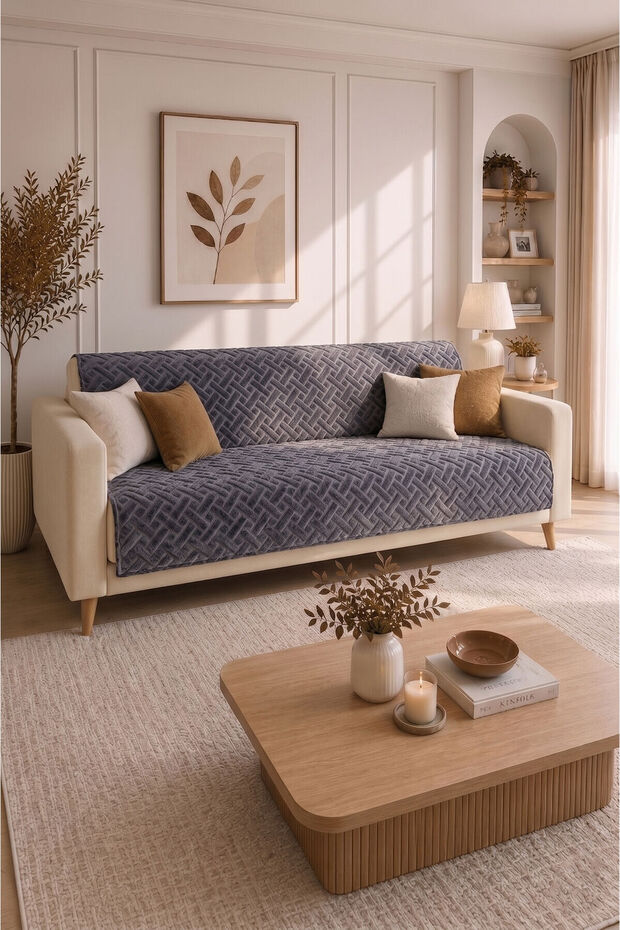 Patterned Sofa Cover Smoked