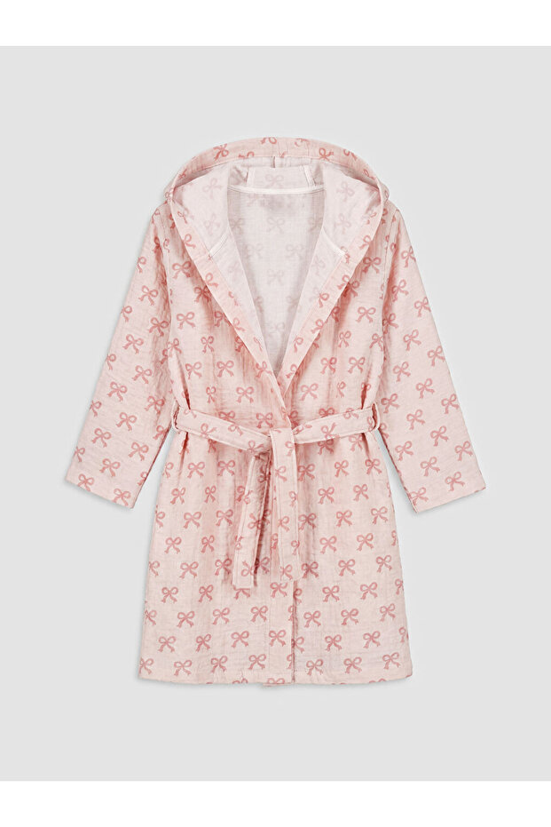 Güli̇s gi̇yi̇m^den new season mixed bow patterned cotton girl's bathrobe