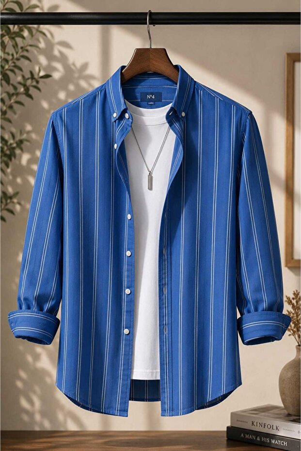 Men's Striped Textured Summer Shirt
