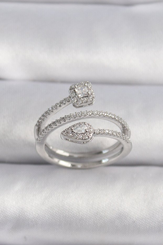 Brass Silver Color Zircon Stone Arrow Model Vip Series Women's Ring 5886 - Miyng3509-2968