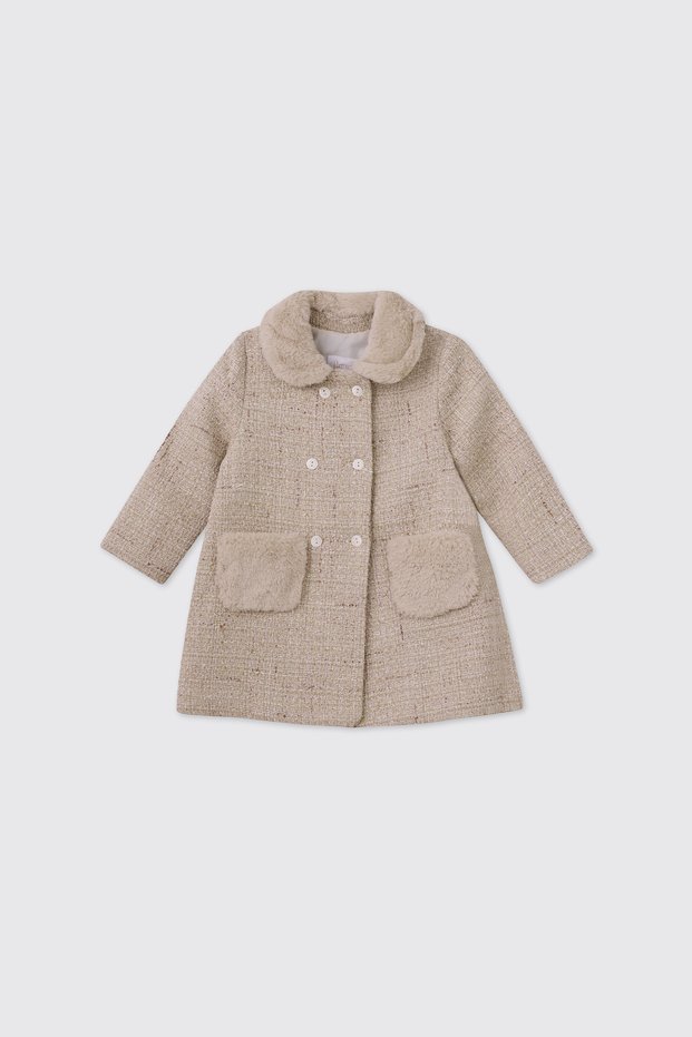Newborn Beige Coat with Pocket Detail