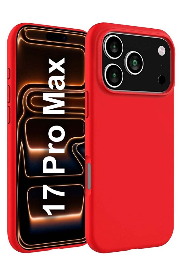 Liquid Silicone Protective Phone Case for iPhone 17 Pro Max, Soft Anti-Scratch Microfiber Lining Utra Slim Drop Protection Phone Cover - Red-1