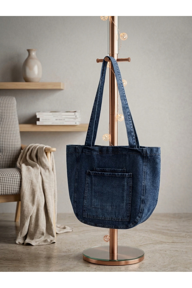 Women's Trendy Model Long Shoulder Strap Jean Denim Bag 47 cm Width / 38 cm Height